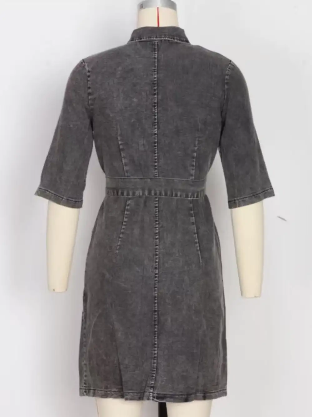Short-Sleeve Denim Casual Dress
