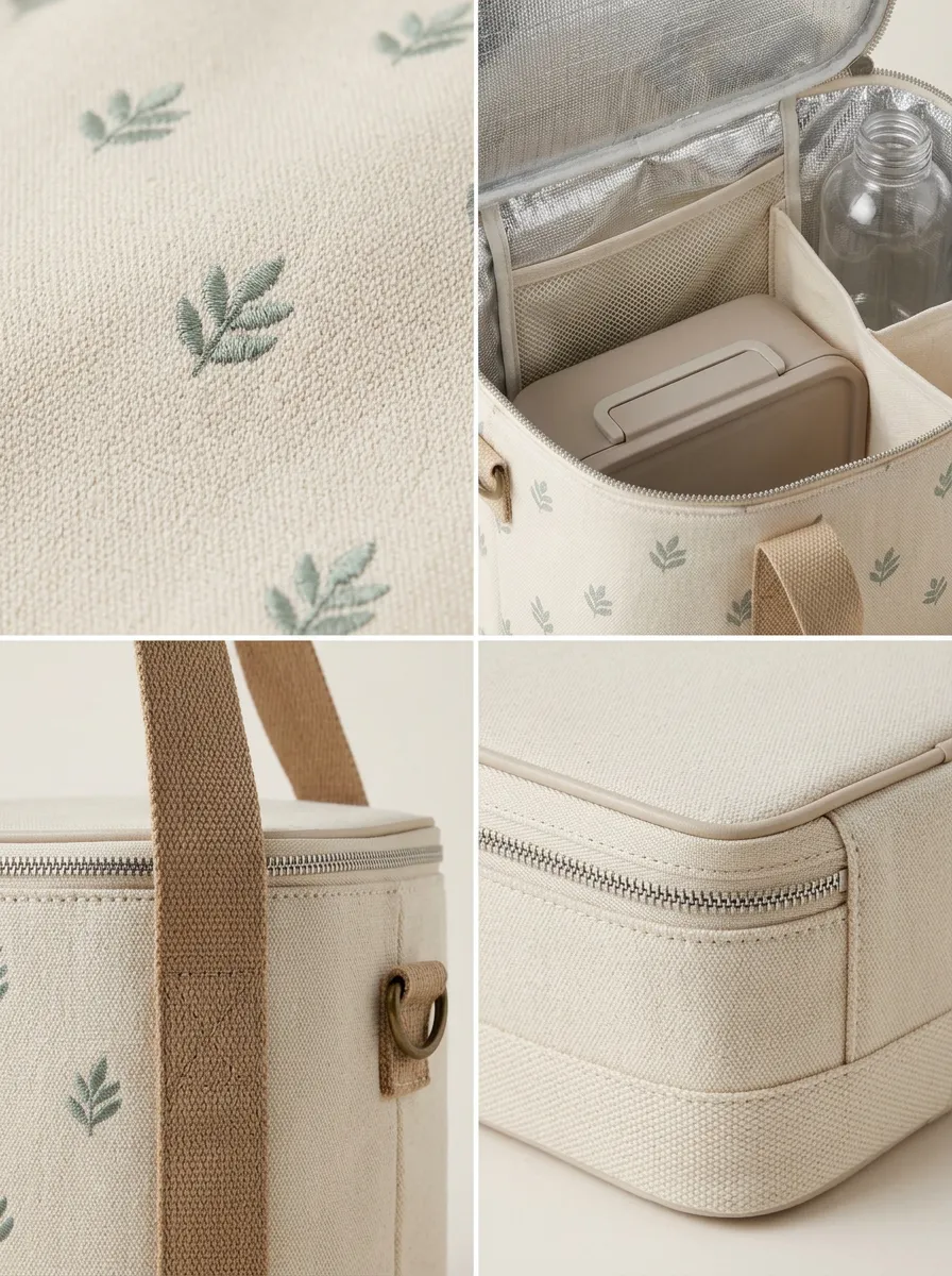 Minimalist Leaf Pattern Insulated Printed Lunch Bag