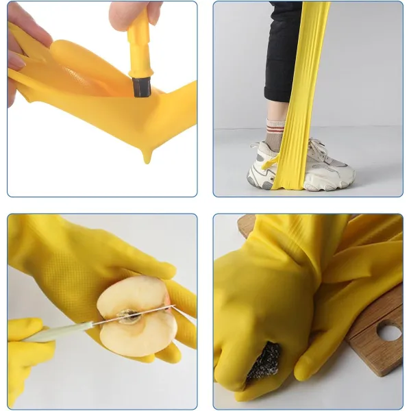 3 Pairs Multi-Color Latex Cleaning Gloves Set
