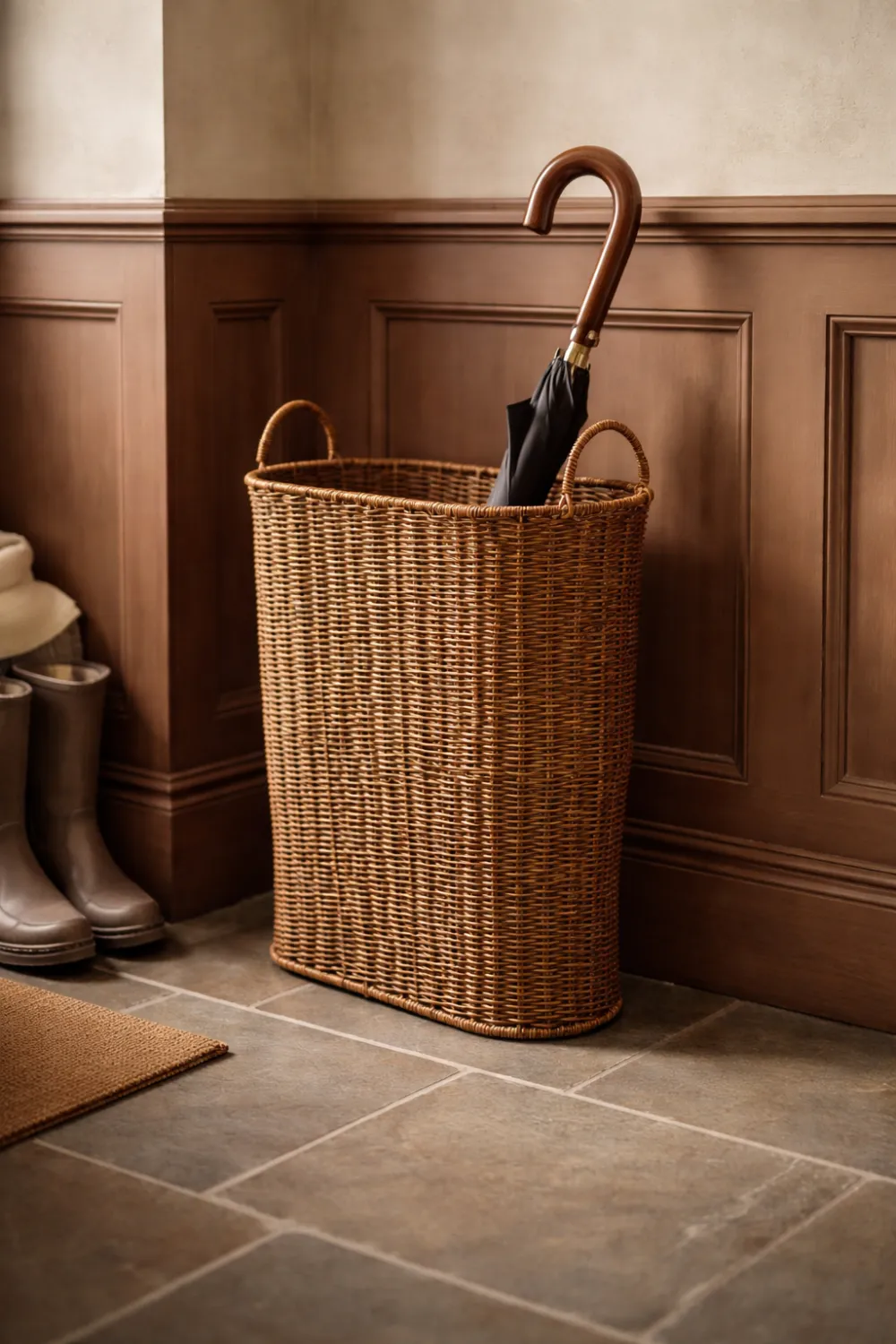 Faux Rattan Umbrella Basket