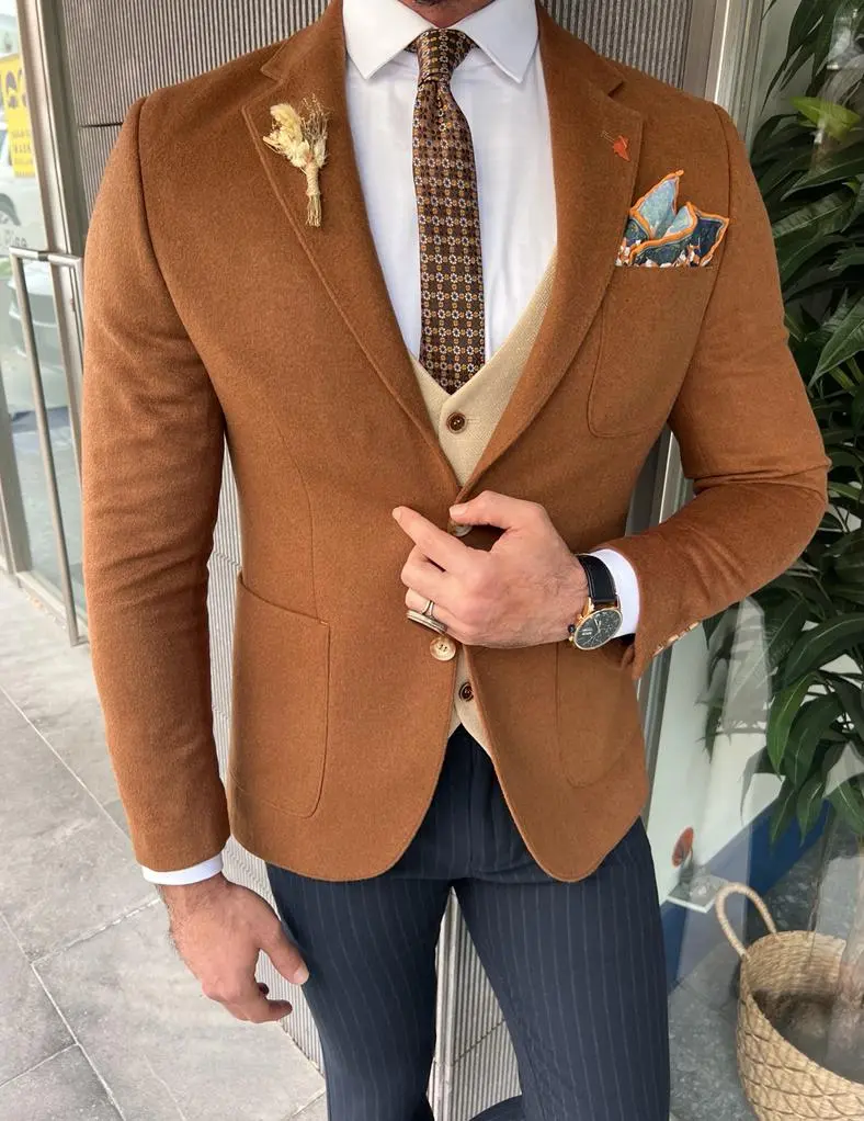 Slim Fit  Italian Fabric Stamped Blazer
