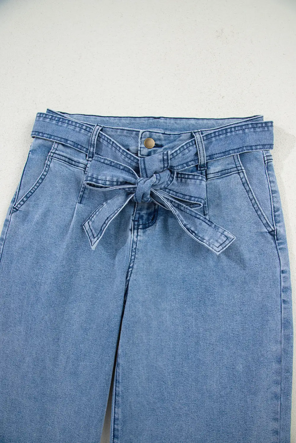 Western Bow Knot Sash Wide Leg Jeans