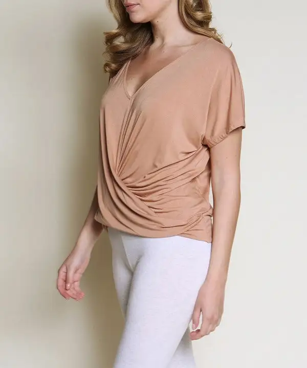 Bamboo Twist Front Dolman Top Tee