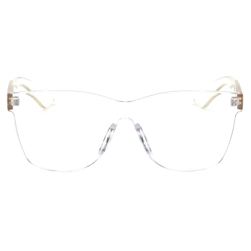 Scalloped Square Rimless Frame Sunglasses