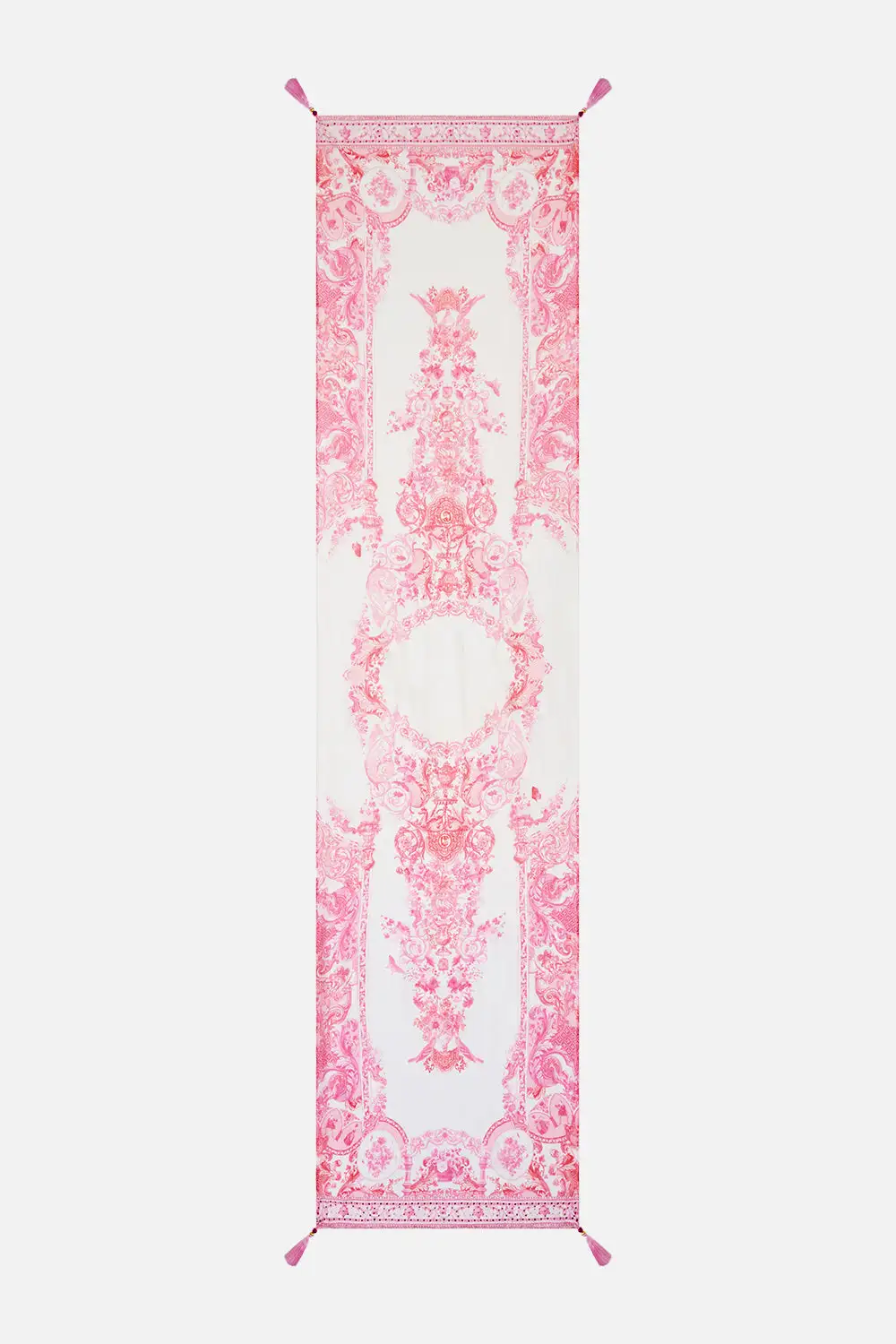 Patterned Long Silk Crinkle Chiffon Scarf