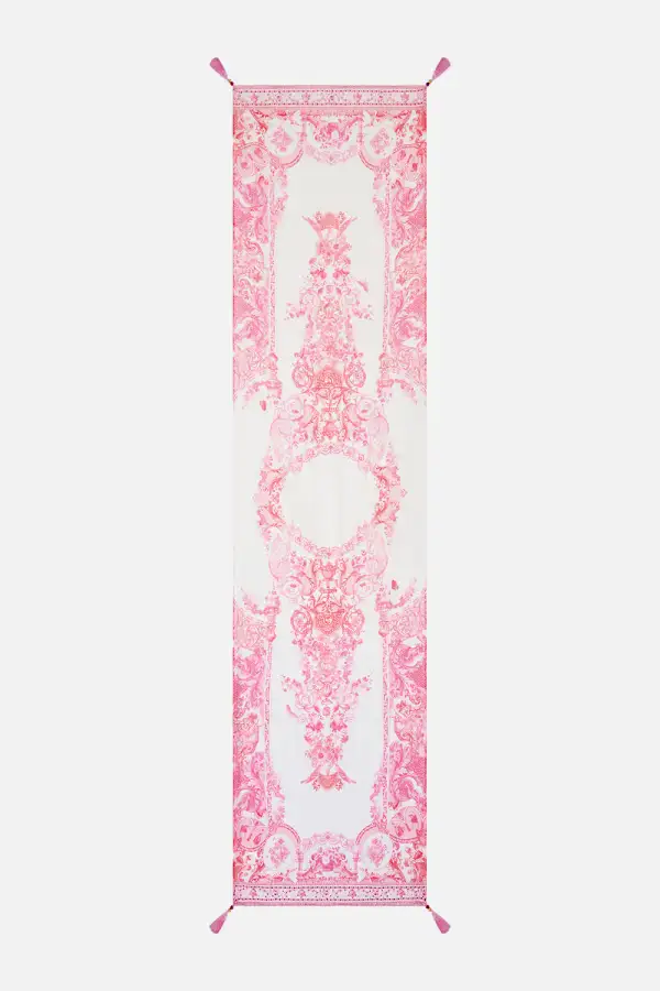 Patterned Long Silk Crinkle Chiffon Scarf