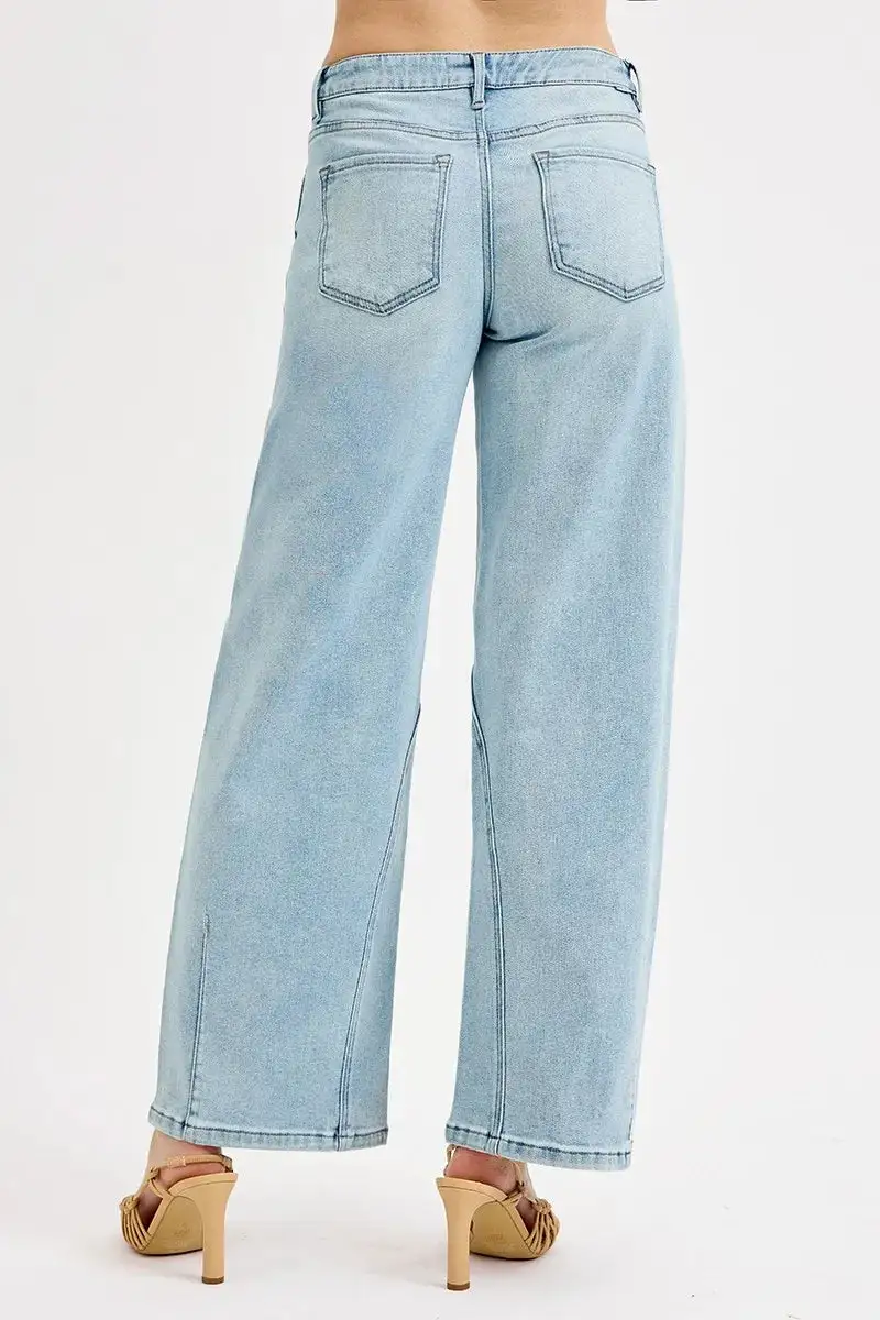 Full Size Mid Rise Fit Barrel Jeans Plus Size