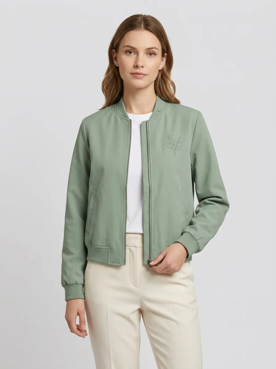 Women's Hudson Botanical Leaf Pattern Bomber Jacket