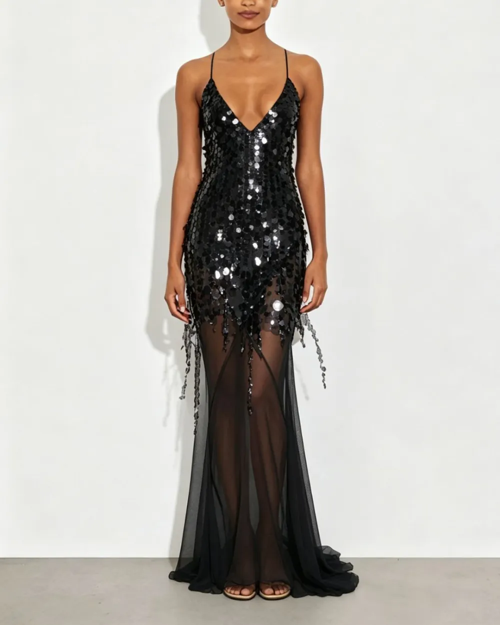 Sequin Sheer Mermaid Evening Gown