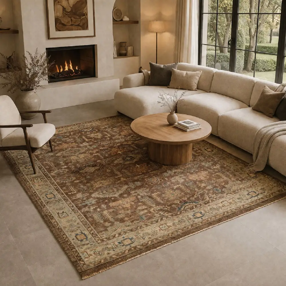 Patterned Wool Fringe Carpet