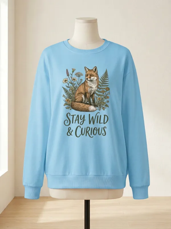 Nature Lover Fox Floral Stay Wild Sweatshirt