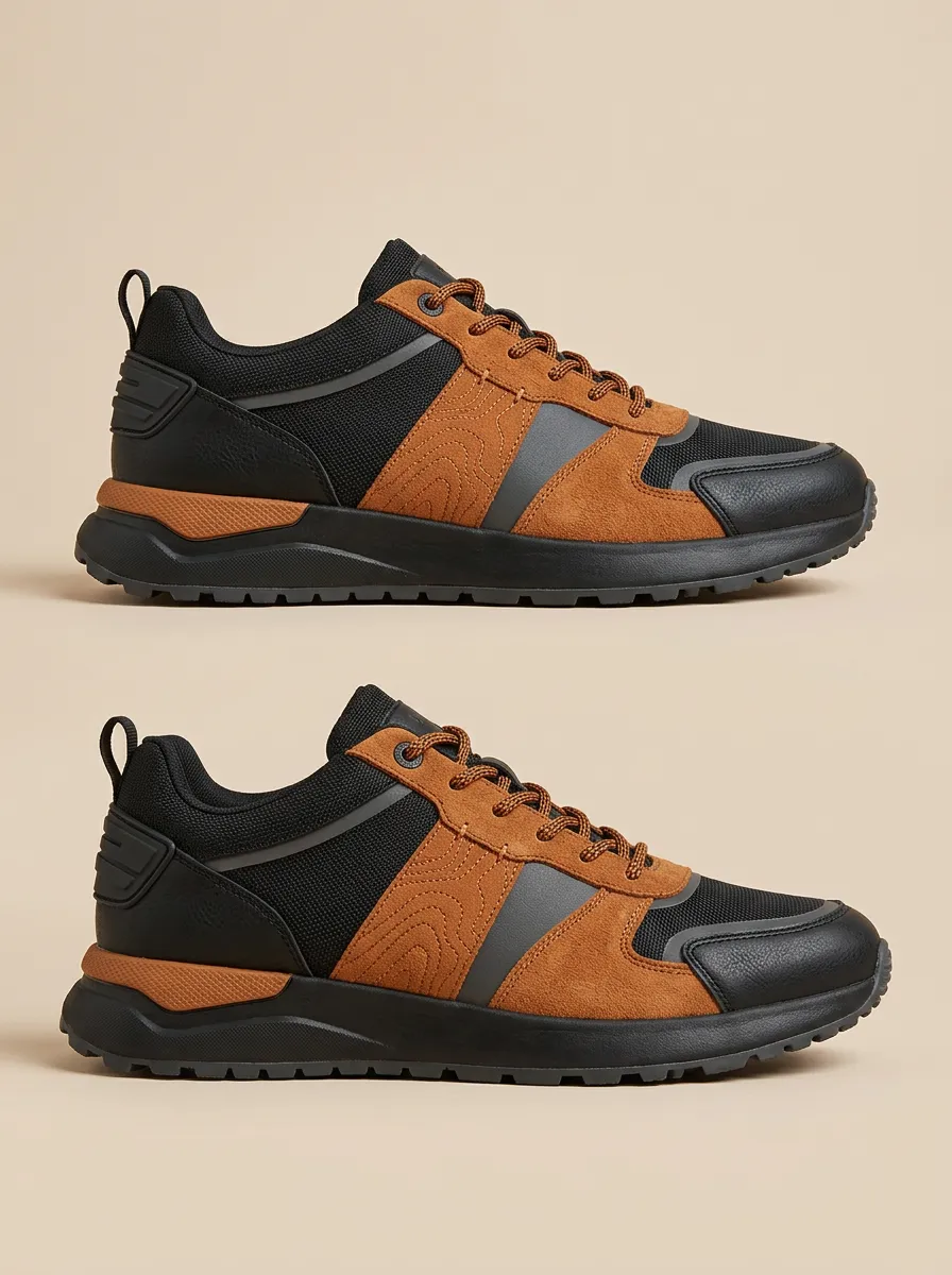 Men's Contemporary Outdoor Hiking Topographic Pattern Print Sneakers
