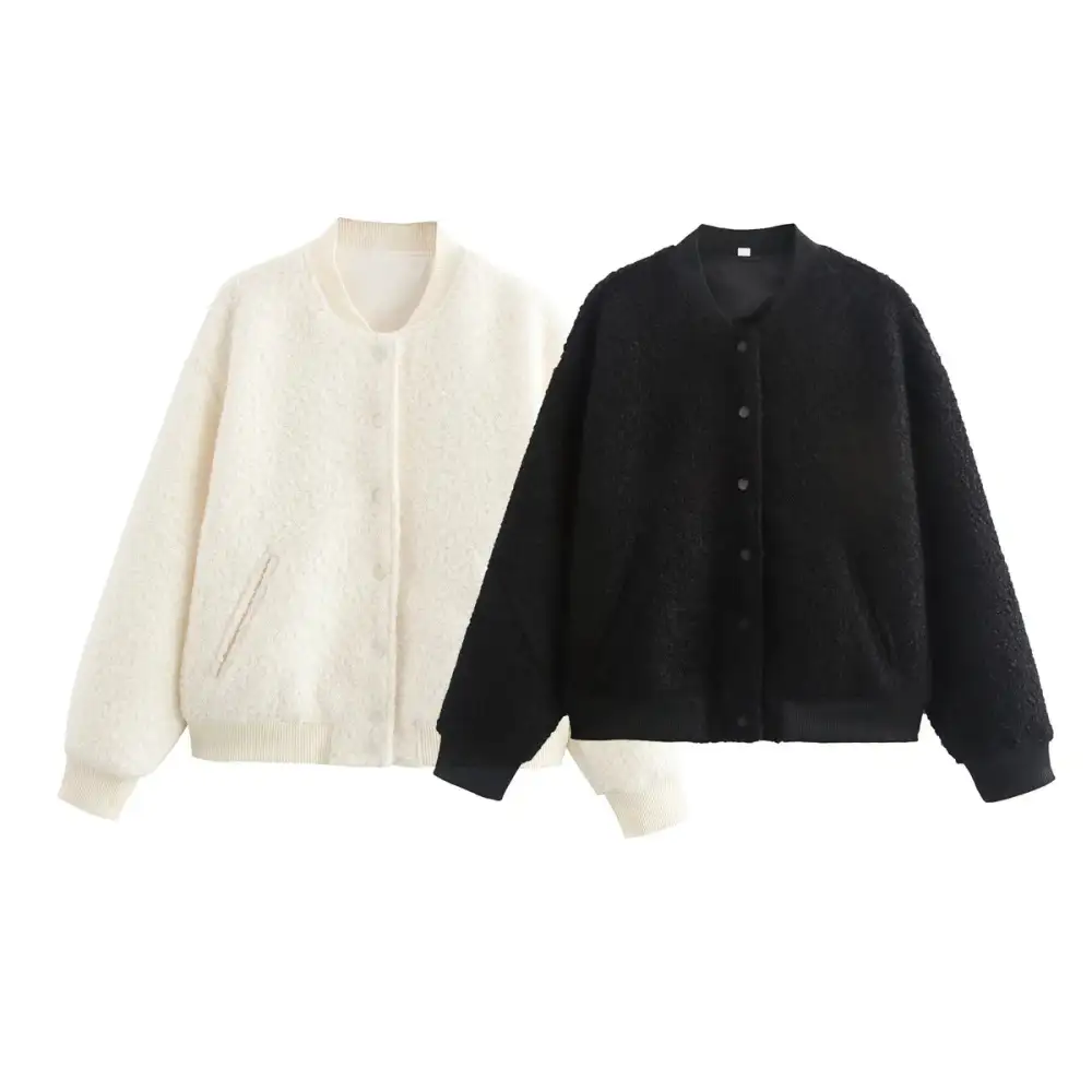 Varsity Teddy Snap Front Bomber Jacket