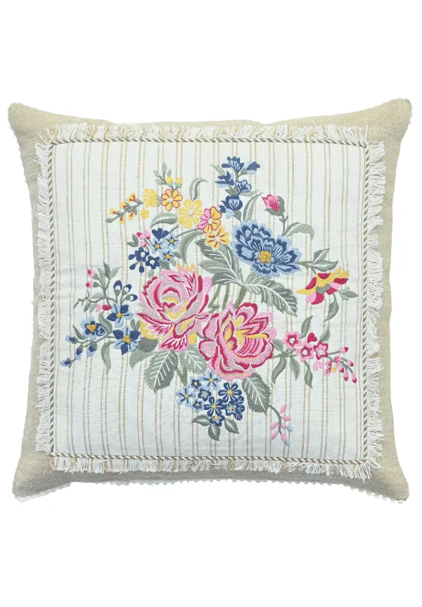 Artisan Floral Textured Cotton Decorative Cushion Cover