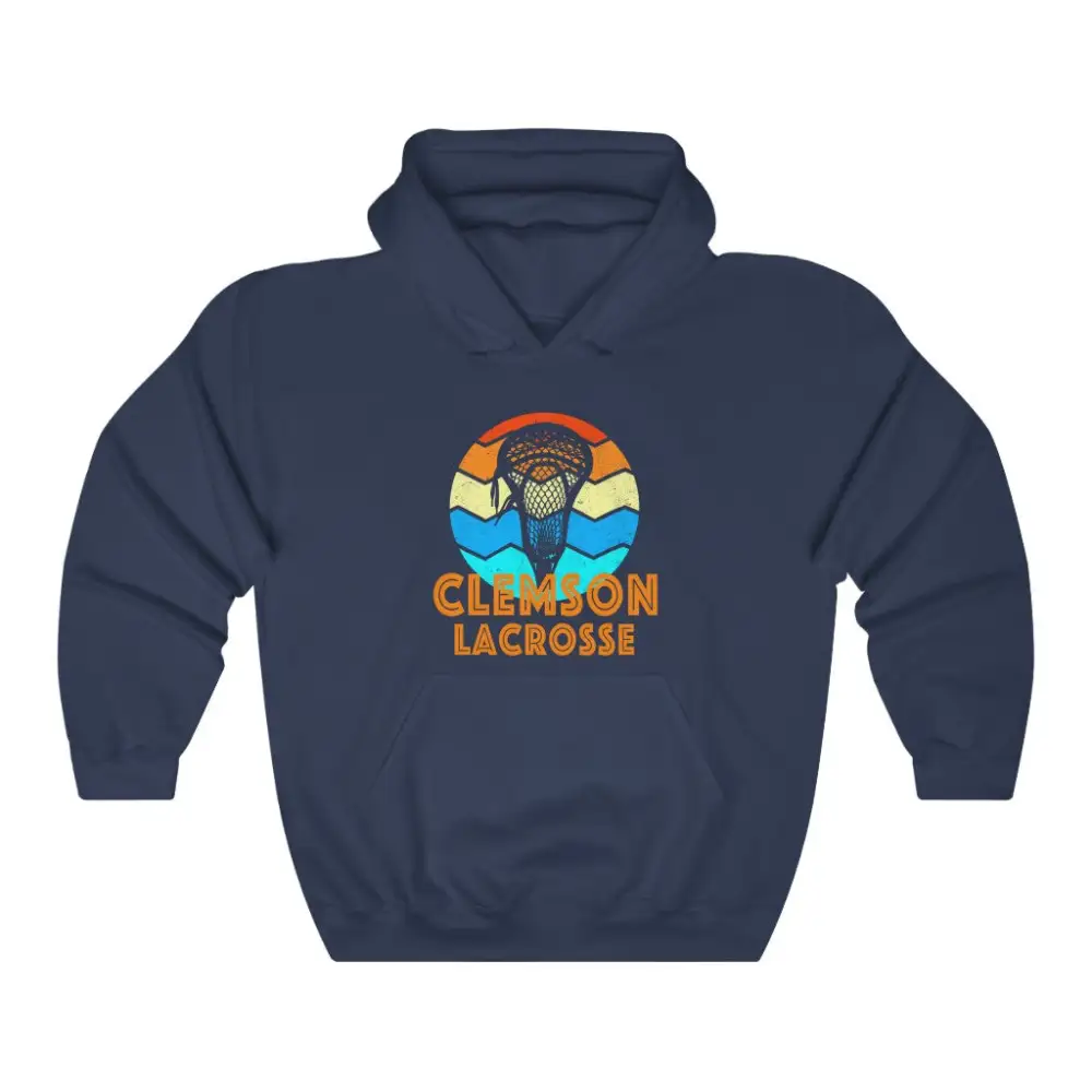 Retro Sunset Lacrosse Graphic Pullover Hoodie