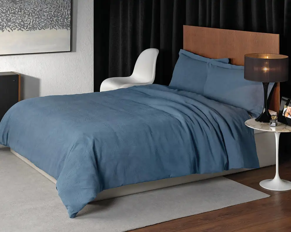 Refined Bedroom Woven Leaf Linen Duvet Cover Set
