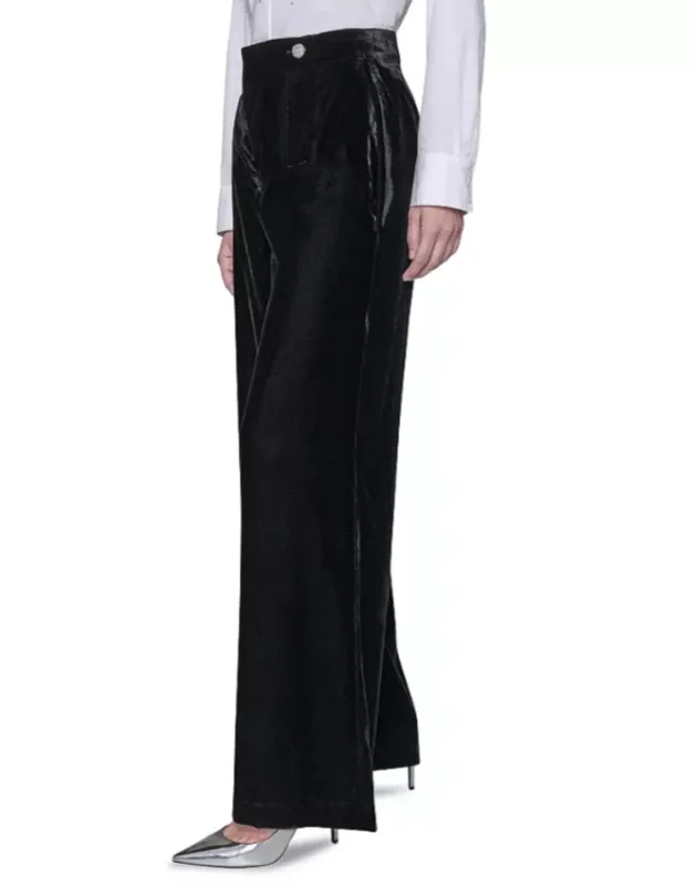 Velvet Wide Leg Pocket Pants