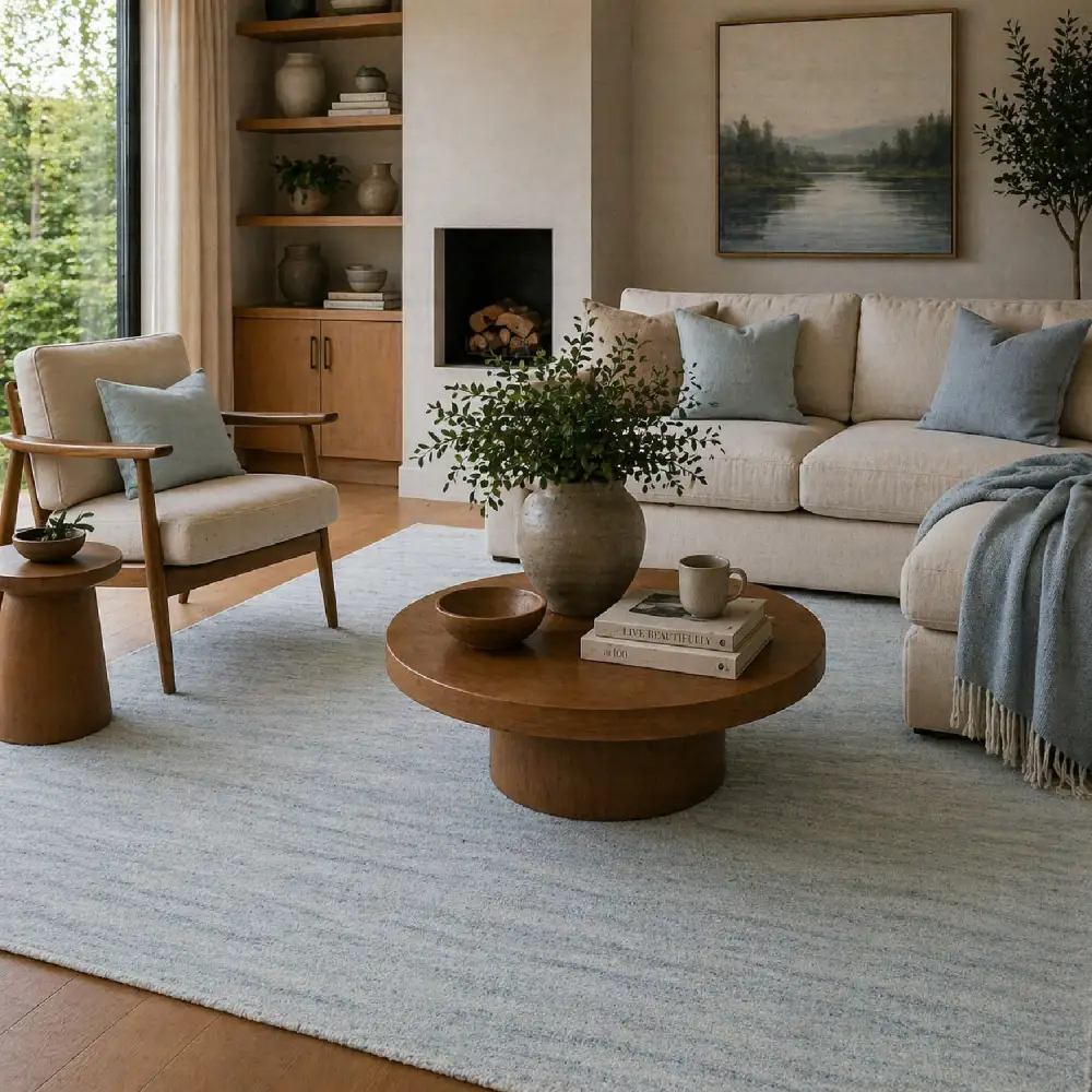 Hand-Knotted Wool Fringed Carpet