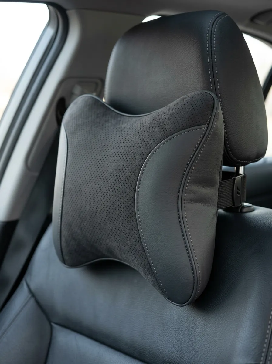 Neck-Support Perforated Leather-Texture Car Neck Support Pillow