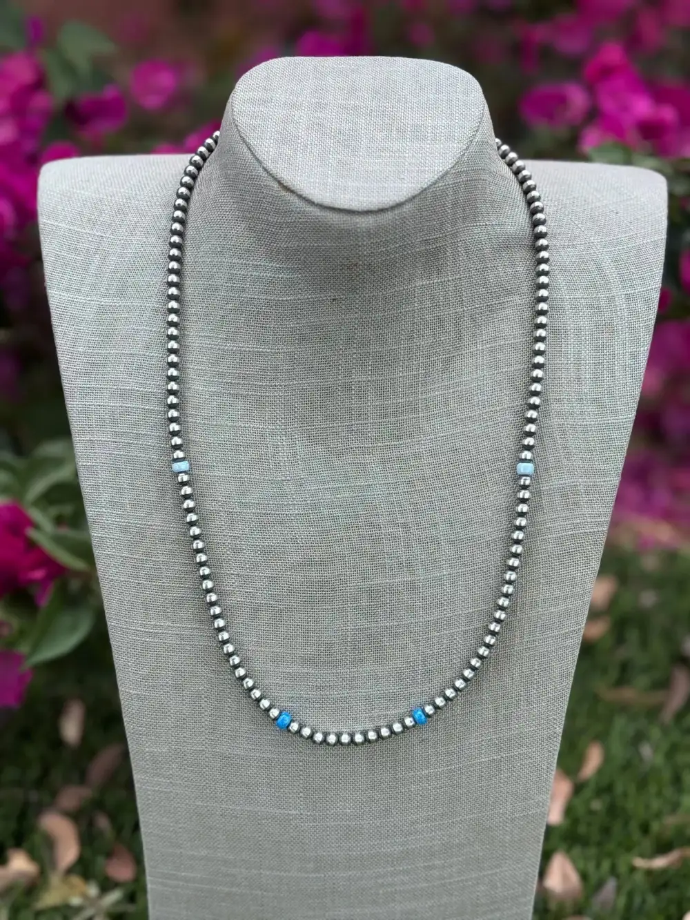 Beaded Pearl Opal Sterling Silver Artisan Necklace