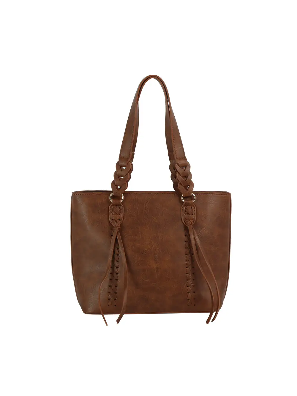 Cross Stitch Detailed Braided Tote Bag