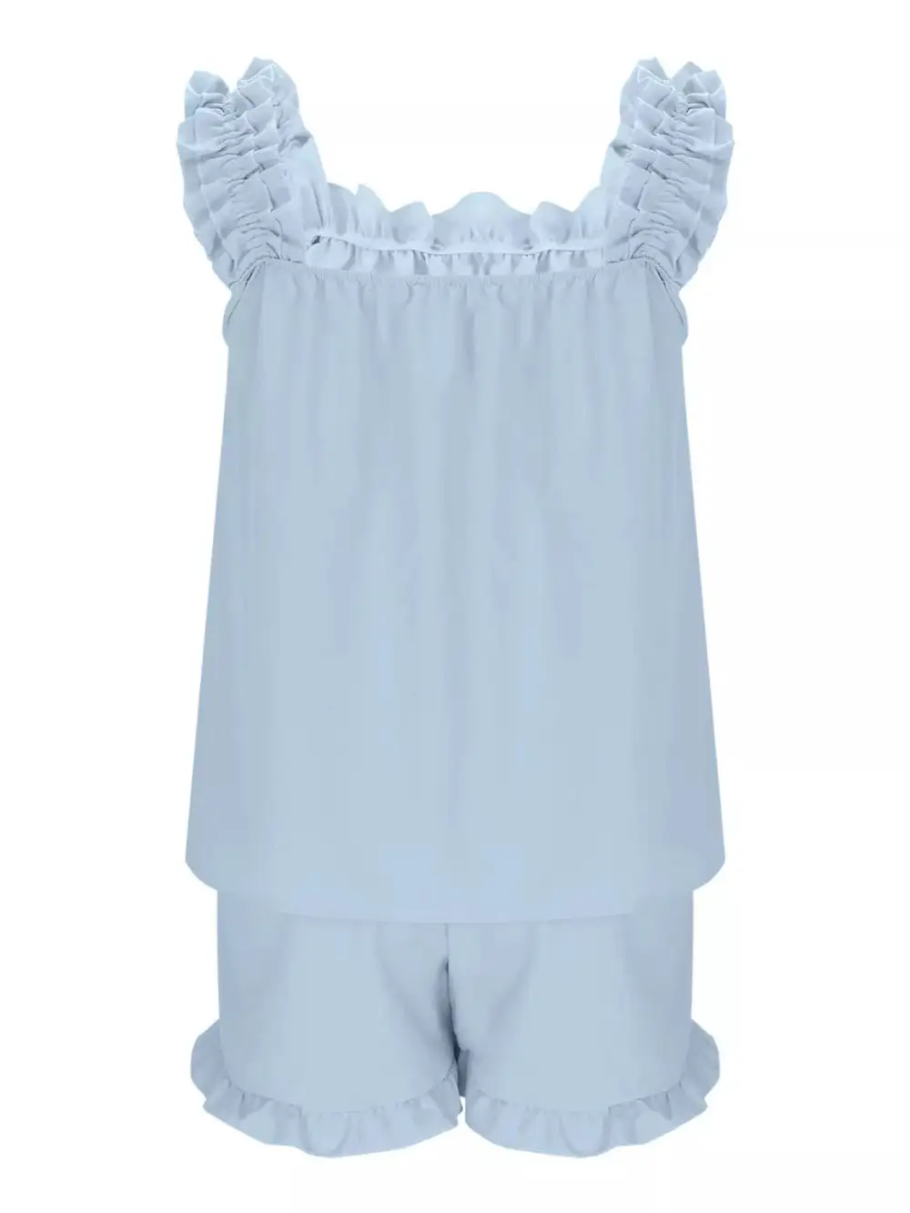 Ruffle Trim Sleeveless Top Shorts Set