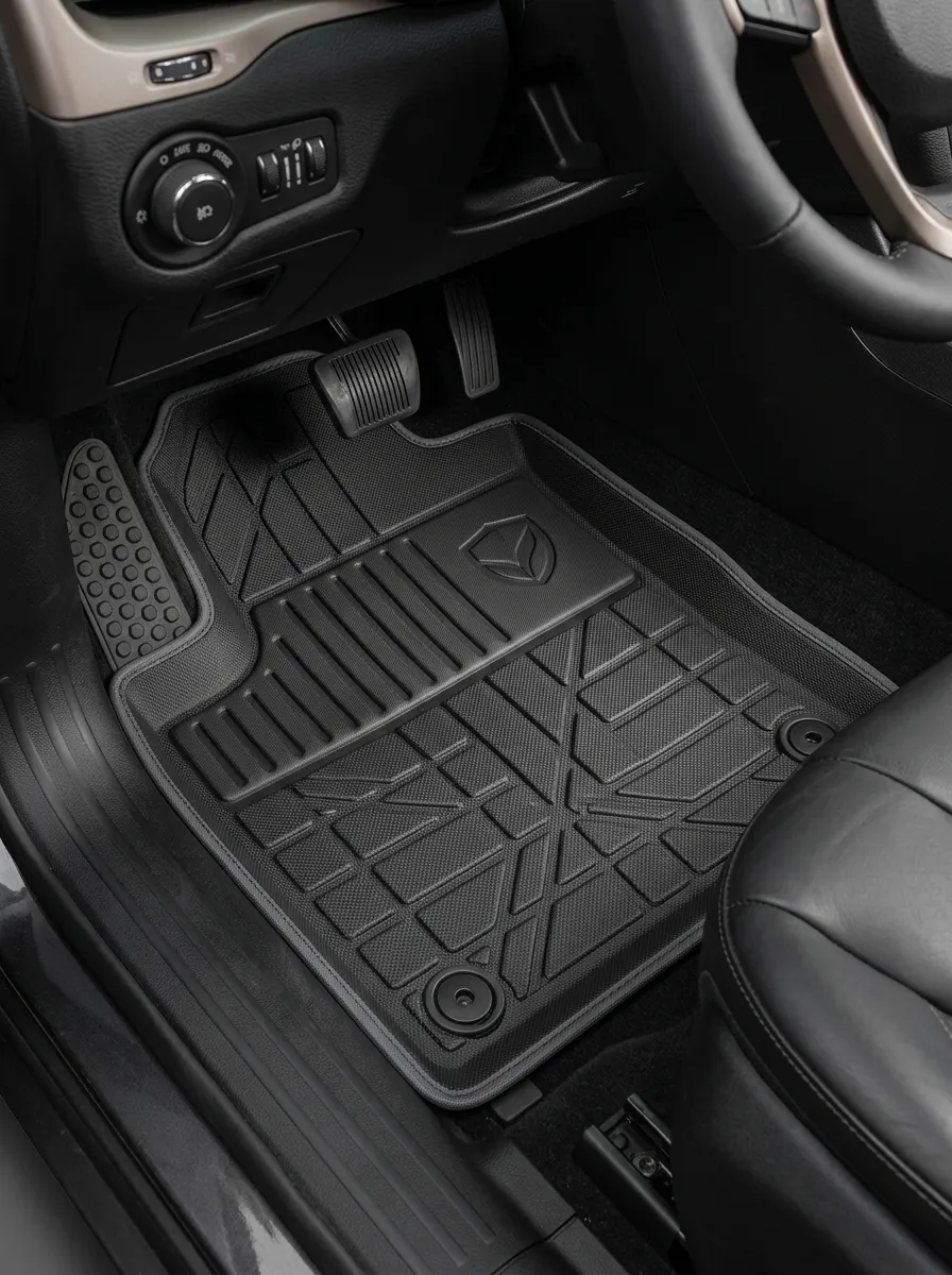 Shield Pattern Textured Rubber Vehicle Floor Mat