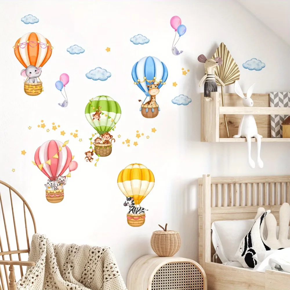 Cute Animal Hot Air Balloon Wall Decals