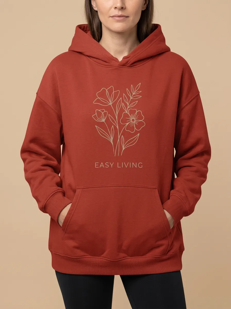 Easy Living Floral Line Art Hoodie