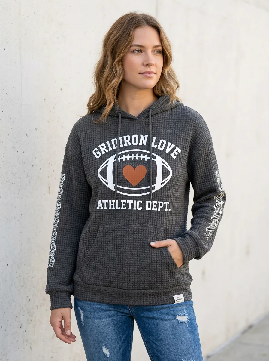 Women's Everyday Gridiron Heart Ball Love Graphic Hoodie