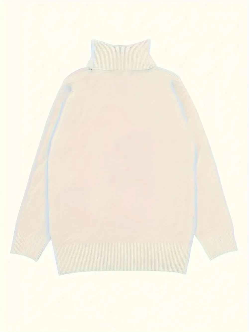 Turtle Neck Fleece Pullover Sweater Elegant Long