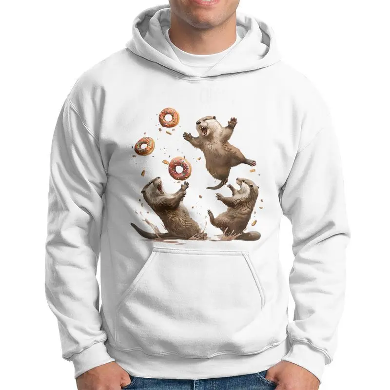 Otter Chaos Bagel Fighting Sea Otters Pun Animal Lover Hoodie