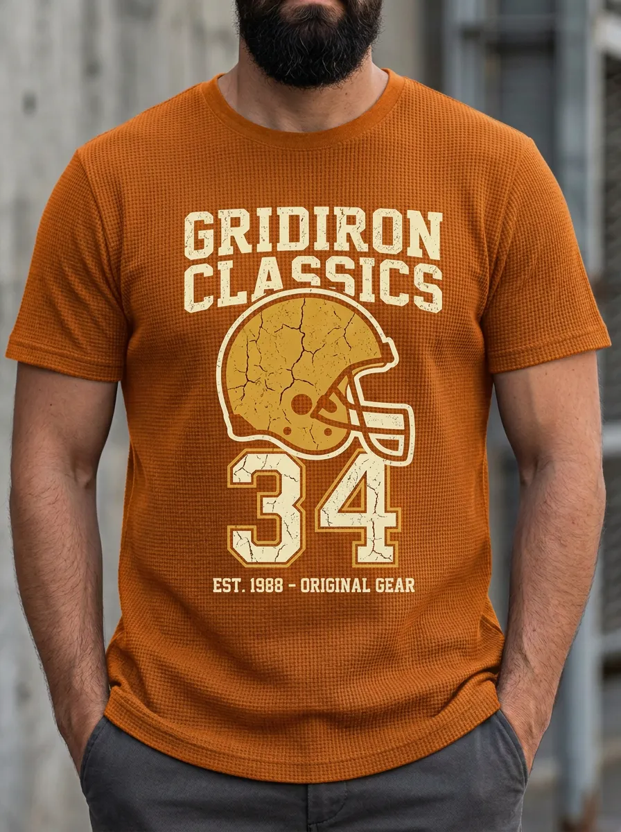 Men's American Football Lover Gridiron Helmet 34 Printed T-shirt