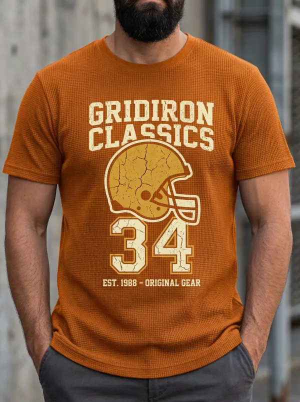 Men's American Football Lover Gridiron Helmet 34 Printed T-shirt