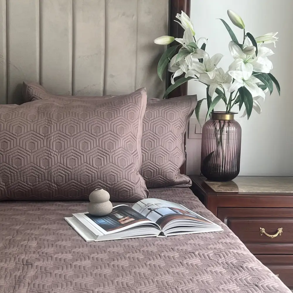 Taupe Cotton Reversible Bedspread