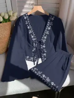 Pocketed Cotton Top and Shorts Matching Set