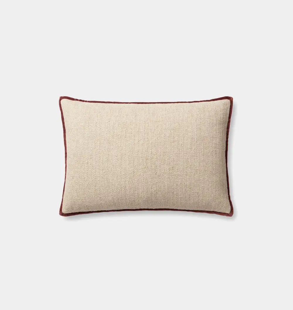 Ivory and Wine Woven Pattern Sofa Throw Pillow