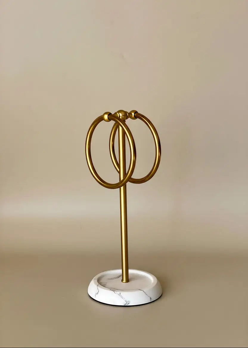 Dual Ring Hand Towel Stand White