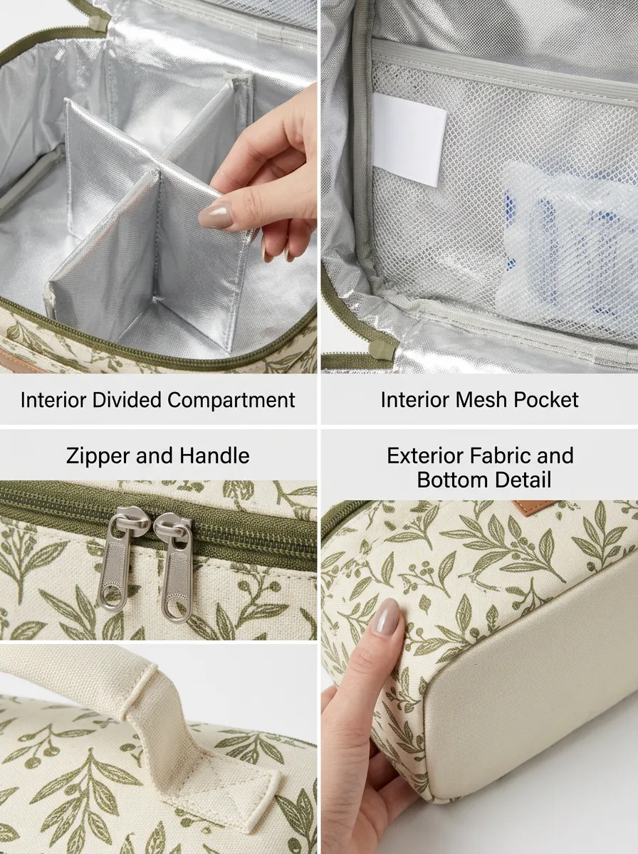 Botanical Nature Lover Olive Leaf Printed Insulated Lunch Bag
