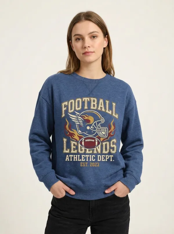 Women's Football Legends Flaming Helmet Printed Sweatshirt