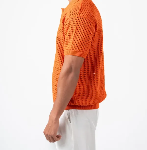 Orange Lightweight Knit Polo Shirt