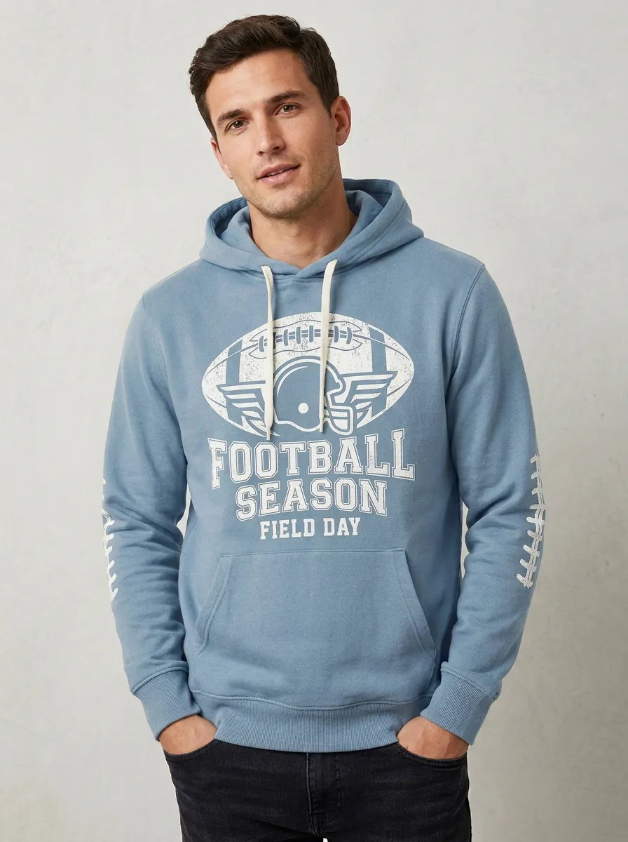 Men's American Football Season Helmet Graphic Hoodie