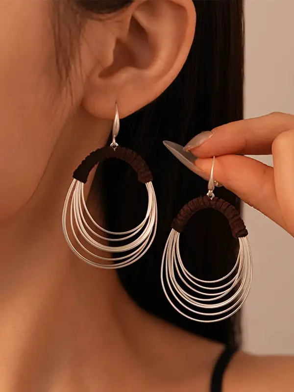 Contemporary Textured Drop Earrings