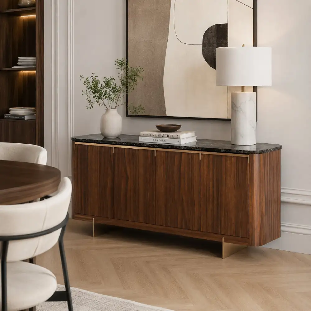 Smoked Walnut Four-Door Sideboard