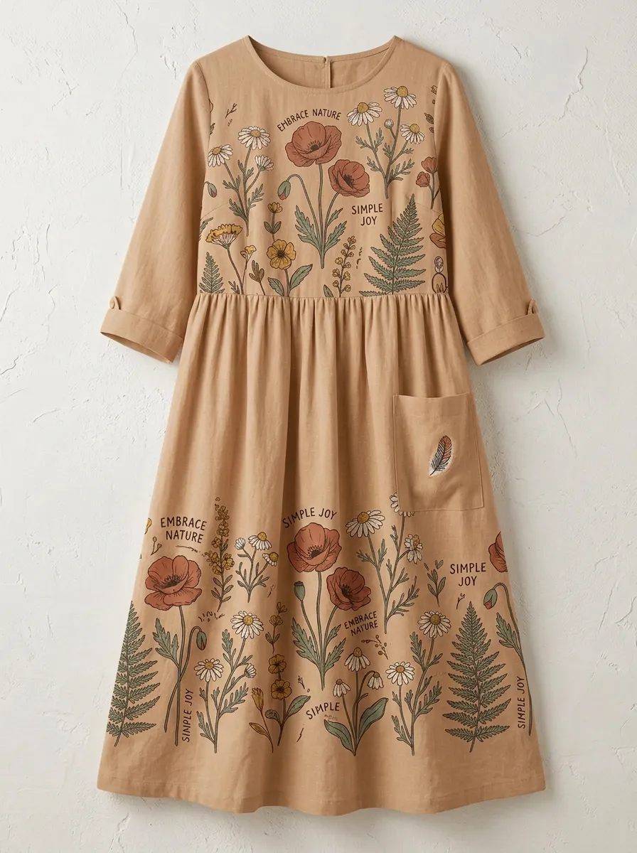 Botanical Nature Lover Poppy Daisy Dress