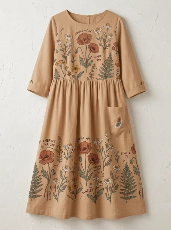 Botanical Nature Lover Poppy Daisy Dress
