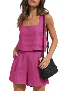Square-Neck Shorts Matching Set