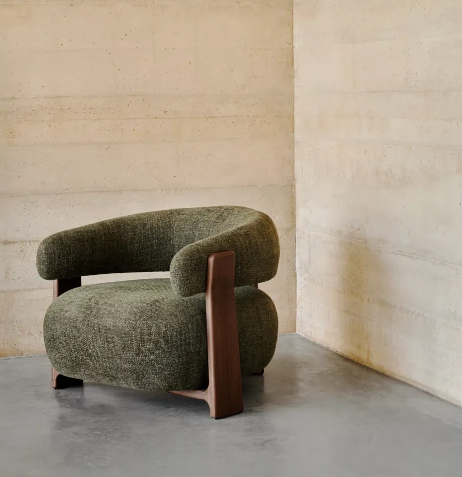 Oak Chenille Armchair