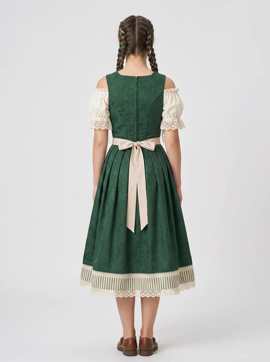 Floral Embroidered Embroidered Apron Traditional Women's Bavarian Oktoberfest Dirndl Dress