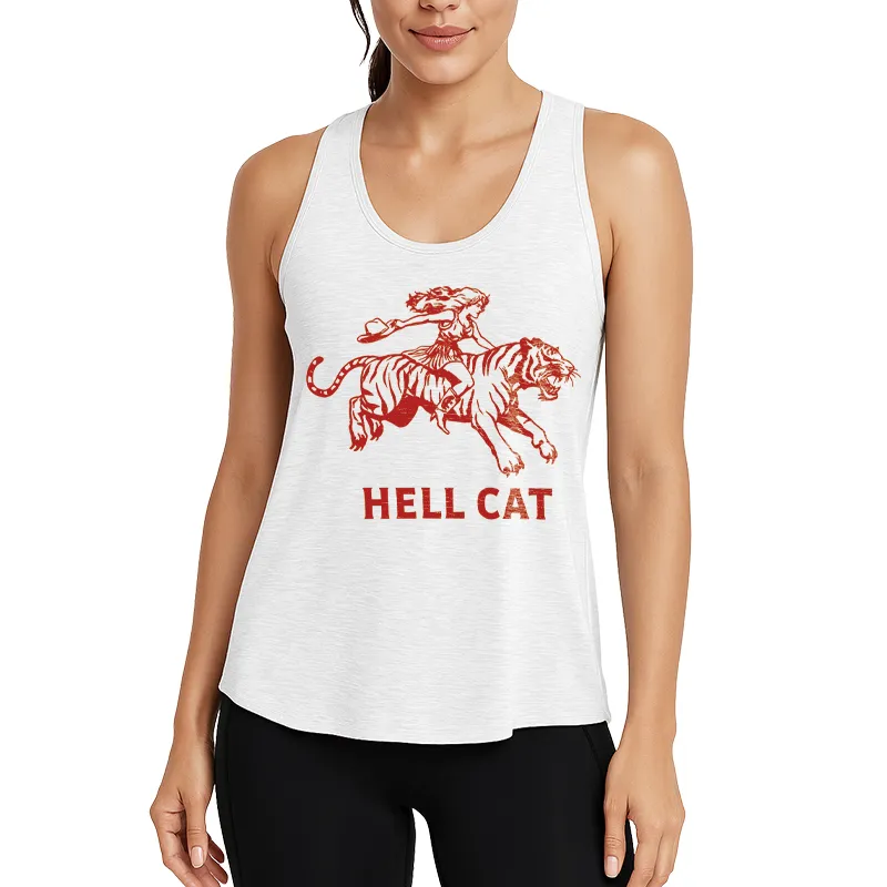 Retro Cowgirl Hell Cat Athletic Tank
